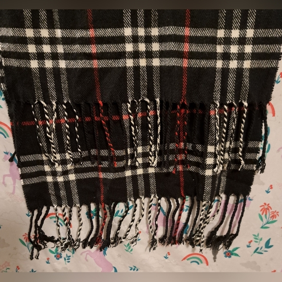 Vintage Burberry Black & Red Nova Check Pure Cashmere Warm Winter Scarf - Picture 4 of 7